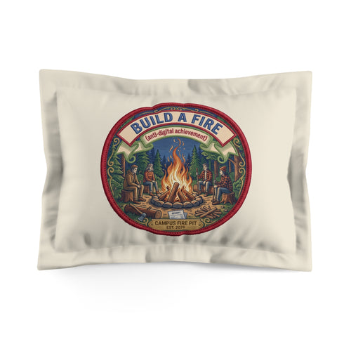 Build a Fire Pillow Sham — Varsity Badge Medallion