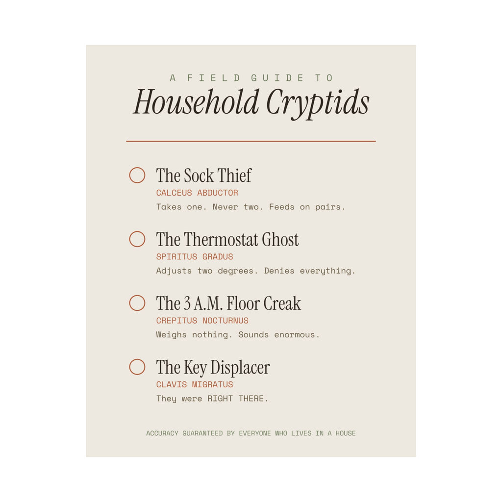 A Field Guide to Household Cryptids (Matte Print)