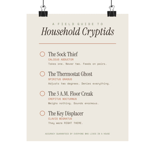 A Field Guide to Household Cryptids (Matte Print)