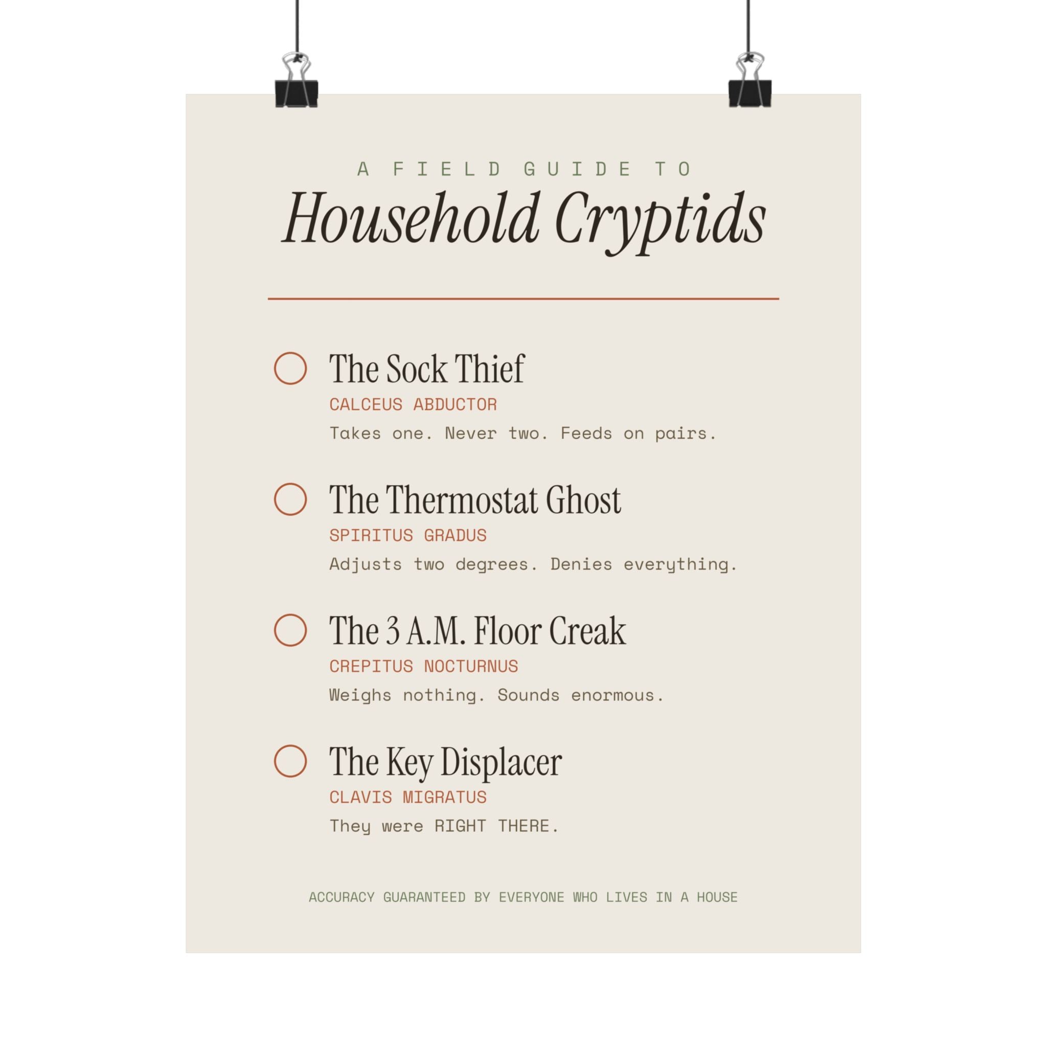 A Field Guide to Household Cryptids (Matte Print)