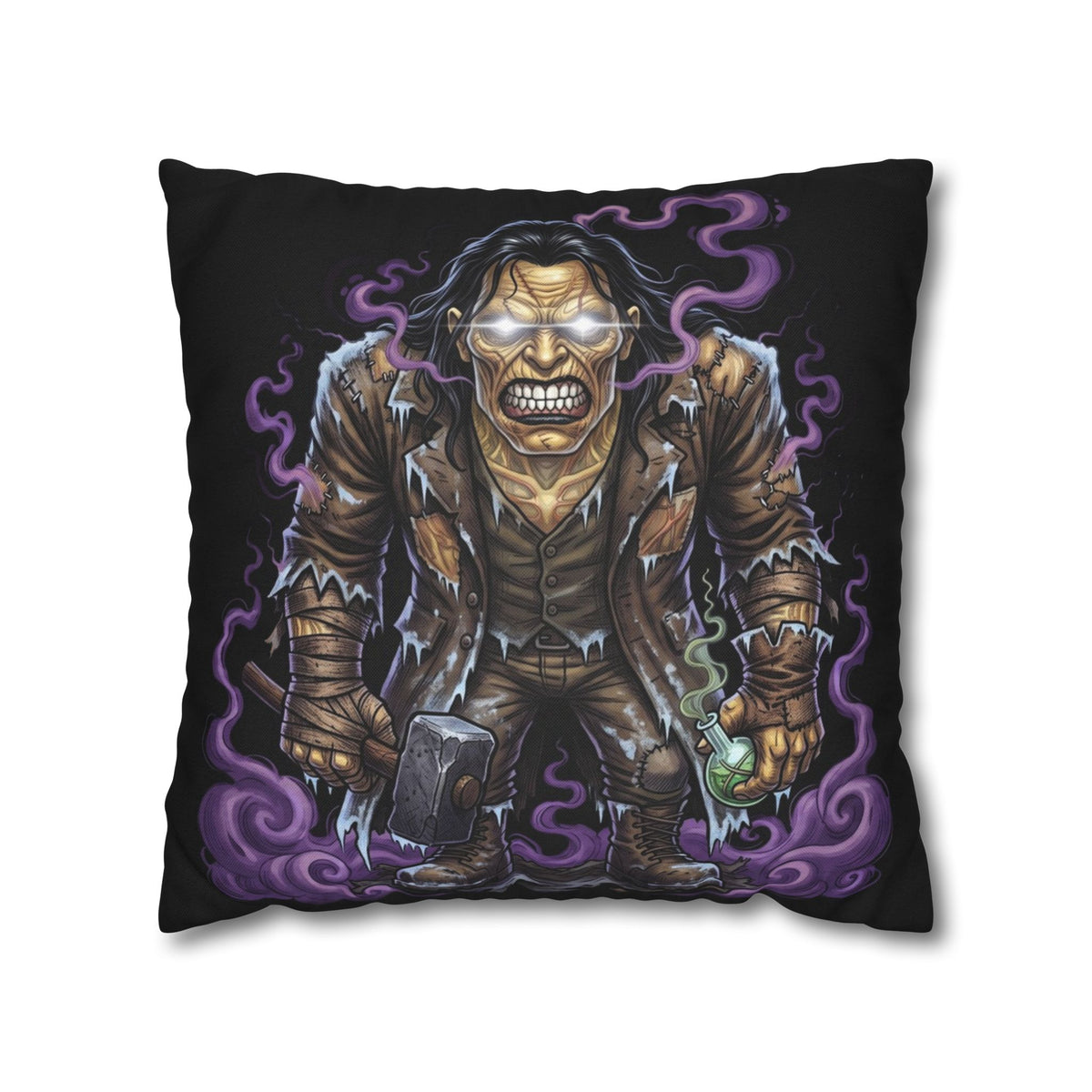 The Creature — Two-Sided Halloween Pillow Cover | Monster Art Cushion Cover