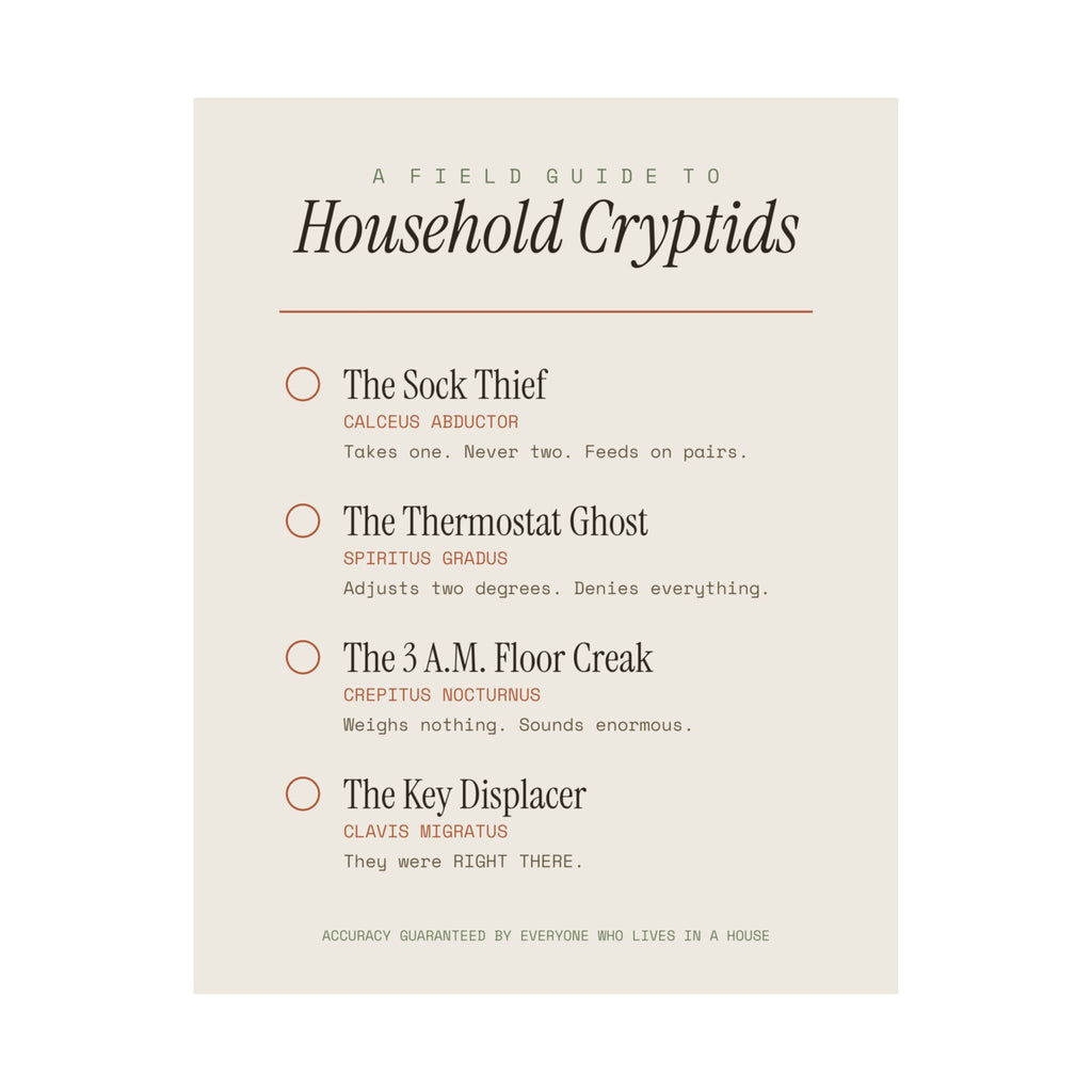 A Field Guide to Household Cryptids (Matte Print)